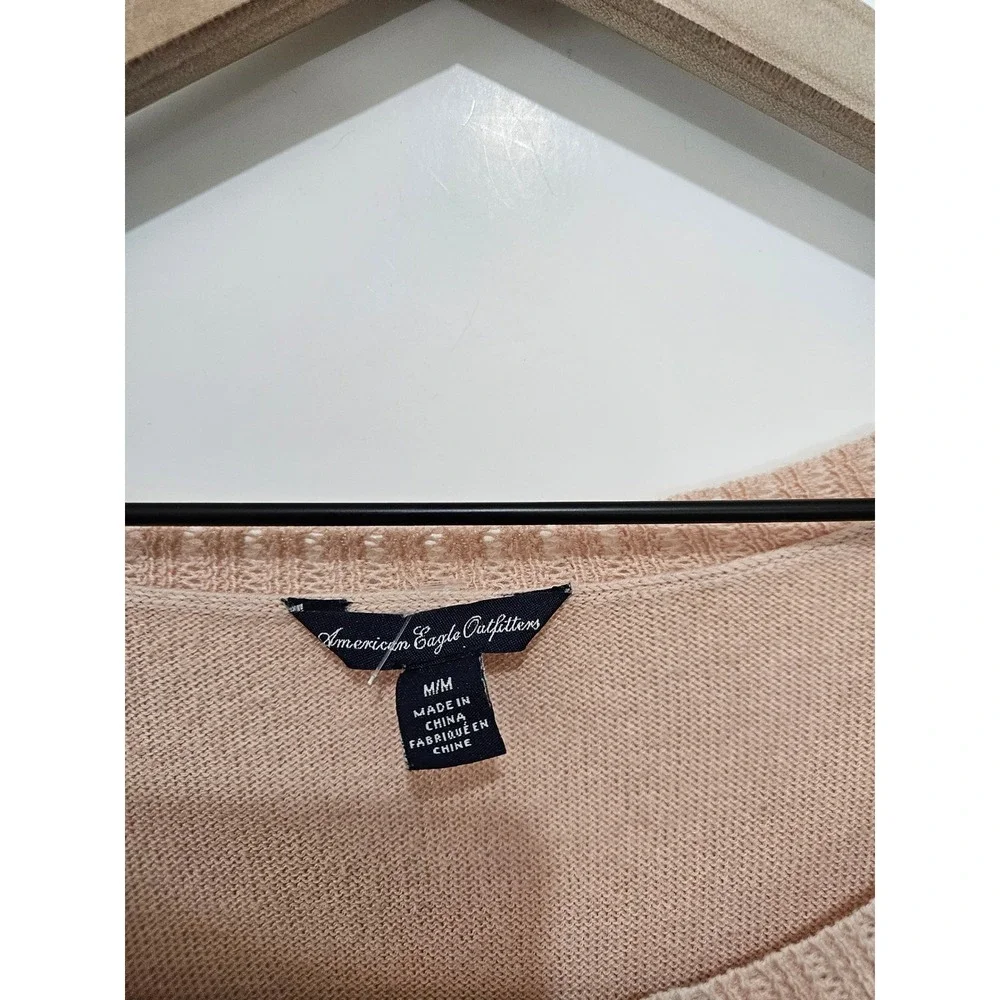 American Eagle Outfitters Women Peach Lace Back‎ Crochet Pullover Sweater Medium